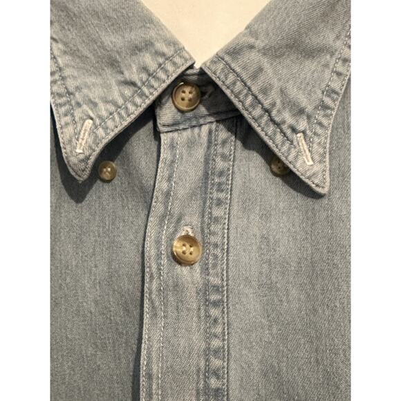 VTG Pro Edge Mens XL Chicago Bulls Basketball Denim Blue Jean Button Down Shirt - Picture 4 of 6